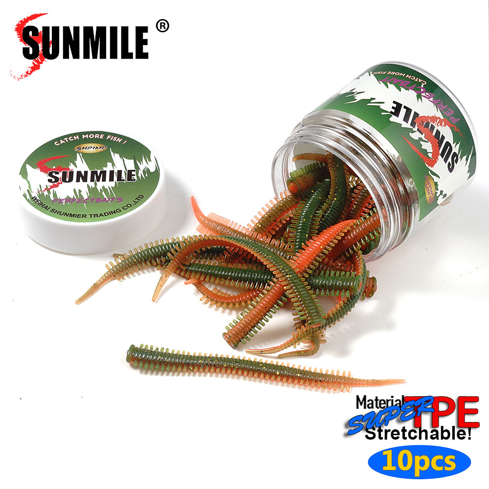 Fishing Equipment For Trout - SUNMILE 10pcs Umpan Cacing Pasir 8.2cm